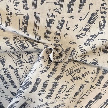 Baumwolle Canvas - Music Dark Grey/Beige