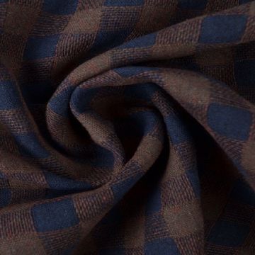 Baumwolle Canvas - Checkered Navy/Brown