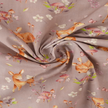 Baumwolle - Baby Dear in Nature on Taupe/Grey
