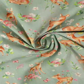 Baumwolle - Baby Dear in Nature on Vintage Green