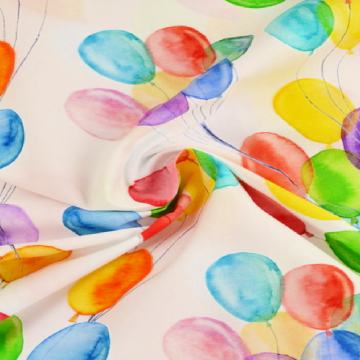 Baumwolle - Balloon Party on White