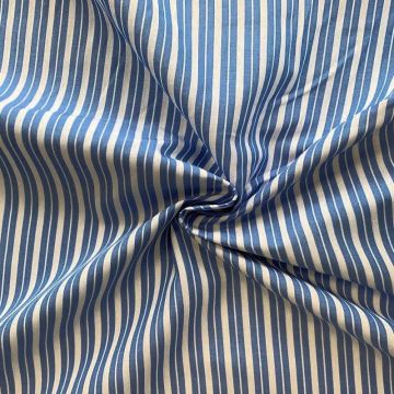 Blousestof - Lijn Groot - Hemels Blauw/Wit
