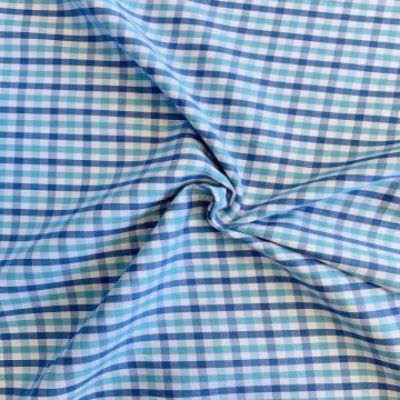 Blousestof - Lijn Groot - Hemels Blauw/Wit
