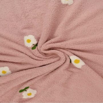 Zachte Badstof - White Flowers on Old Pink