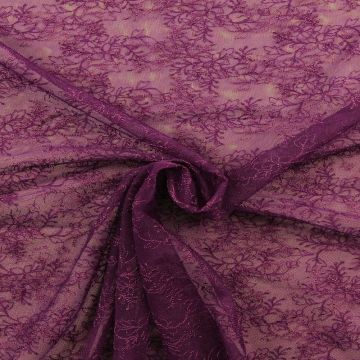 Lace - Bright Purple Embroidered Flowers