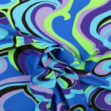 Badeanzugstoff - Barok Waves Purple/Green/Blue