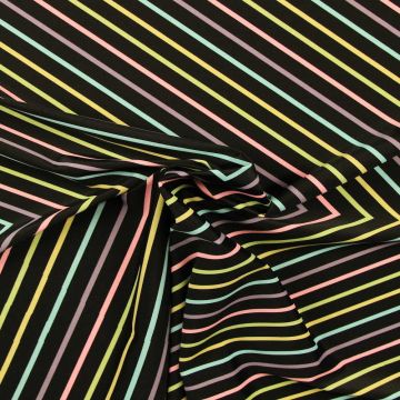 Badeanzugstoff - Pastel Stripes on Black