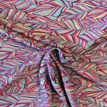 Badeanzugstoff - Gold/Pink/Purple/Blue Leaves 