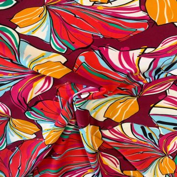 Lycra - Colorful Flower art on Bordeaux