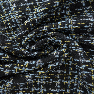 Mantelstoffe - Graphic Blue/Green/Silver on Black