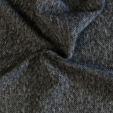 Mantelstoff - Fishbone Black/Dark Grey