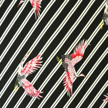 Viskose - Paradise Bird and Stripes