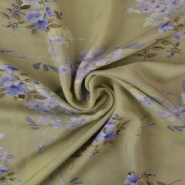 Viskose - Blue/Purple Flowers on Dusty Green