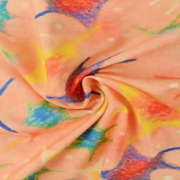 Viskose - Colorful Crayon Art on Orange/Salmon