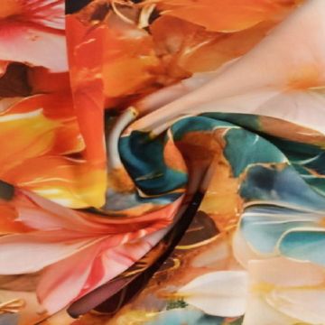 Viskose - Multicolor Flowers and a gold Lining