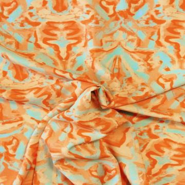 Viskose - Orange Artwork on Dark Mint
