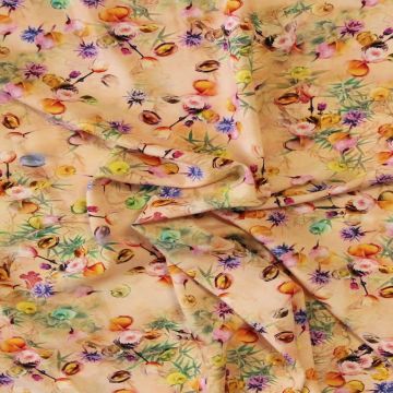 Viskose - Colorful Magical Flowers on Salmon