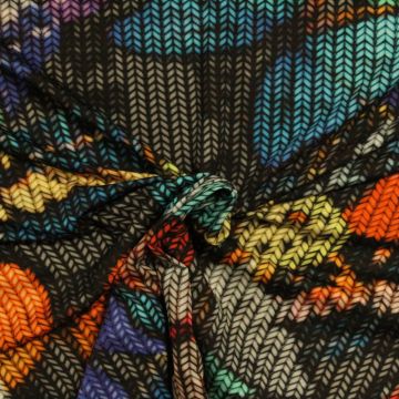 Viskose Jersey - Knitted Butterflies Multicolor on Black