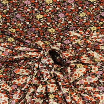 Viskose Jersey - Tiny and Big Flowers on Dark Taupe 