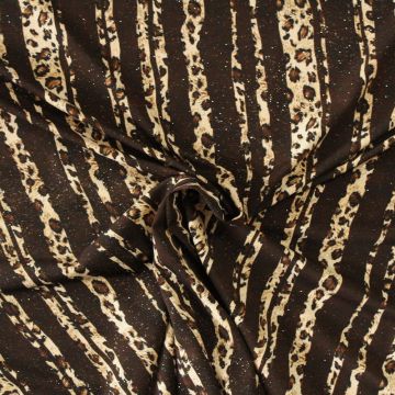 Viskose Jersey - Glittery Cheetah Stripes Brown/Camel