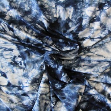 Viskose Jersey - Tie Dye Blue/Dark Blue