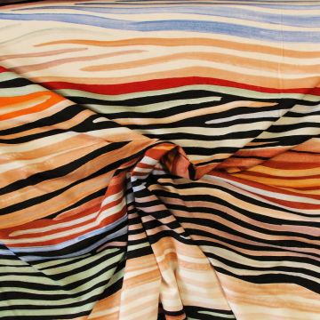 Viskose Jersey - Multicolor Pastel Painted Stripes