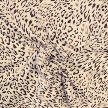 Viskose Jersey - Brown/Beige Panther Spots on Soft White