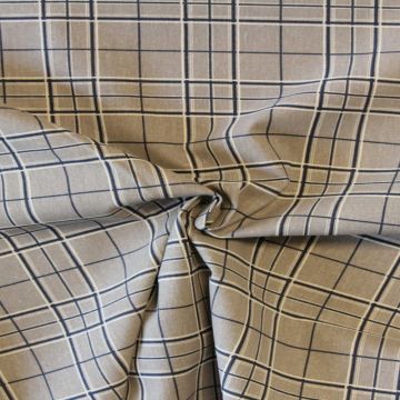 Katoen Canvas - Blue Squares and Lines on Grey