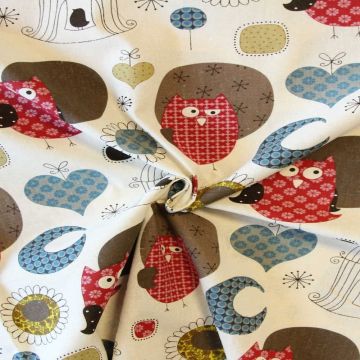 Katoen Canvas - Big Owls and Birdcages