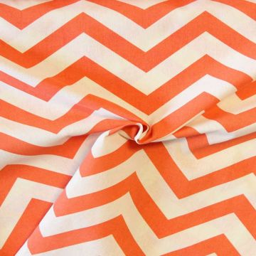 Katoen Canvas - Big Zigzag White/Light Orange
