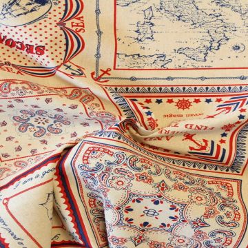 Katoen Canvas - Dreaming of the Sea in Red and Blue