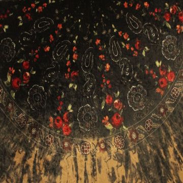 Pannesamt Stoff - Panel 85cm - Circle of Roses on Black