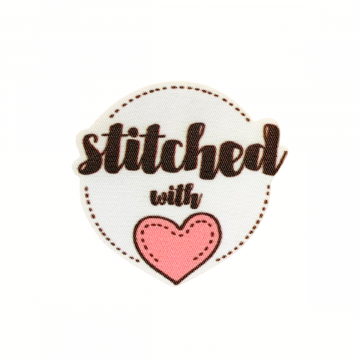 Applikation Stiched With  - Klebbar