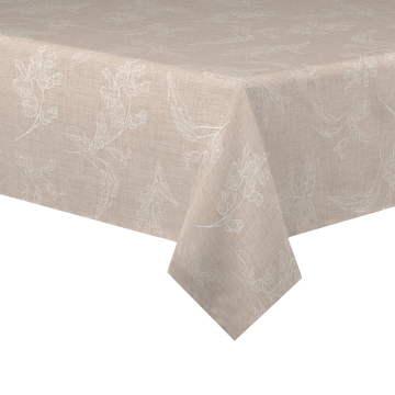 Tafelzeil - White Flower on Beige
