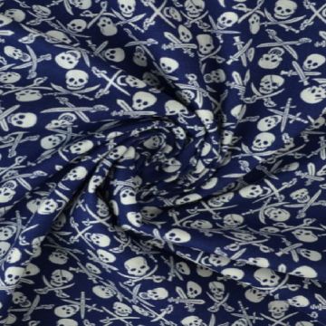 Baumwolle - Tiny Skulls Navy