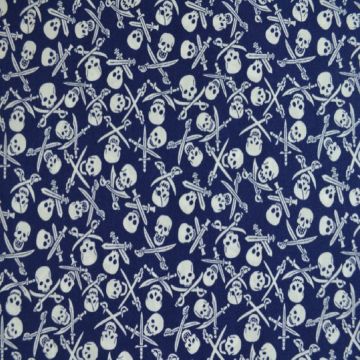 Baumwolle - Tiny Skulls Navy