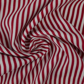 Viscose - Small Stripes Berry Red/White