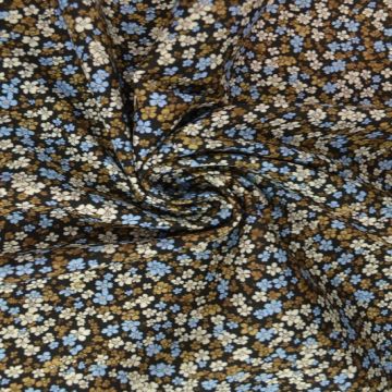 Viscose - Tiny Retro Flowers on Black