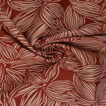 Stripes Flowers - brique/white