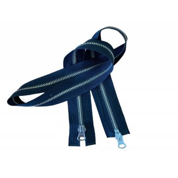 Metall 2-Weg-Reißverschlüsse - Schwarz/Silber 85 cm