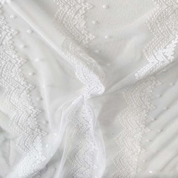 Mesh - Embroidery Bridal Vibes - White